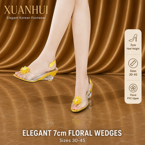 <span class=keywords><strong>Sandali</strong></span> Xuanhui Taglia 45 Estivi alla Moda con Fiori <span class=keywords><strong>Blu</strong></span> per Feste e Matrimoni, Comodi in PVC Trasparente con Tacco a <span class=keywords><strong>Zeppa</strong></span> Trasparente da 7 cm - Product Image 3