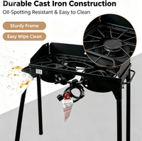 Réchaud à gaz propane extérieur à deux brûleurs en fonte avec pare-vent et régulateur CSA pour le camping et la cuisine en plein air