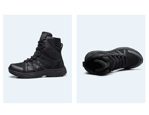 Botas de Caminar con Cordones de Malla Negra, Transpirables, con Punta Redonda y Suela de Goma, Estilo para Todas las Temporadas - Product Image 4