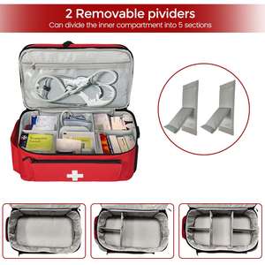 Bolsa de primeros auxilios, bolsa organizadora de medicamentos de doble capa para gimnasio, oficina, camping - Product Image 5