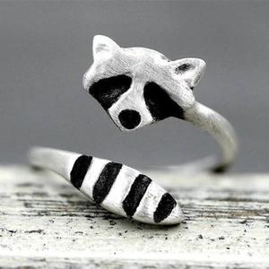 Anello Aperto a Forma di Animale Carino per Donne, Design Ispirato al Coda di Volpe, Gioiello da Dito alla Moda - Product Image 1