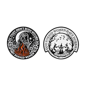 Spille Smaltate con Citazioni Divertenti di Streghe e <span class=keywords><strong>Femministe</strong></span>, 'Dio Non Abbia Perdonato che le Donne Avessero Hobby, Le Abbiano Bruciate', Spille alla Moda, Distintivo da Bavero - Product Image 1
