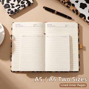 Quaderno A5 con logo personalizzato, stampa leopardata, copertina rigida in similpelle PU, elastico, righe spesse, regalo per studenti, vendita all'ingrosso. - Product Image 4