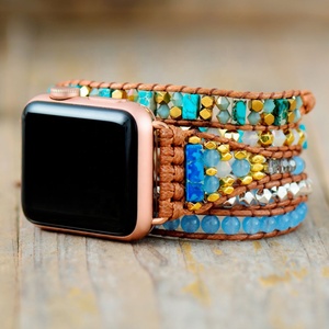 Có Thể Điều Chỉnh Aquamarine Pha Lê Hạt Dây Đeo Đồng Hồ <span class=keywords><strong>2025</strong></span> Tương Thích Garmin Cho Fitbit Smartwatches 38Mm-45Mm Tôn Giáo Loại - Product Image 3