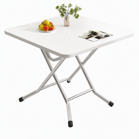 Table à manger pliante carrée, bureau pliable avec pieds en X anti-rouille, plateau lisse et imperméable pour dortoir, appartement et usage polyvalent