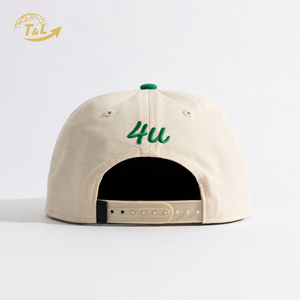 4U GEAR 5 Panel 100% Cotton Snapback Cap Embroidered Logo Unisex Hip Hop Outdoor Sporty Casual Beige Green <b>Flat</b> Brim gorras - Product Image 4