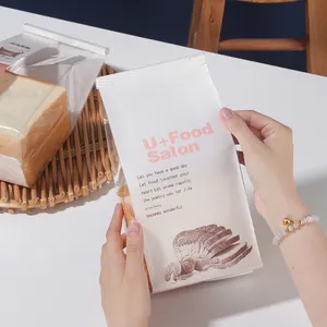 फैक्टरी थोक उच्च गुणवत्ता वाले ज़िपलॉक कुकी बैग क्राफ्ट पेपर भित्तिचित्र विंडो कस्टम स्टैंडिंग बेकिंग ब्रेड पैकेजिंग बैग के साथ