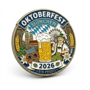 Épinglette Souvenir Ronde Personnalisée en Alliage de Zinc Doré Antique avec Émail Souple <span class=keywords><strong>pour</strong></span> les Célébrations de l'Oktoberfest 2026 – Vente en Gros - Product Image 2