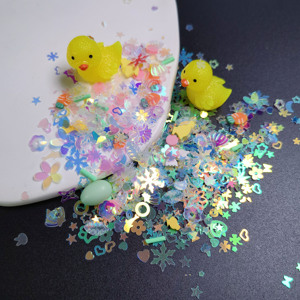 10 Paquetes Pequeños al por Mayor de Mezcla de Rebanadas de Resina de Patito Amarillo, Chispas Kawaii de Pollito, Hojuelas Iridiscentes para Manualidades con Resina y Slime - Product Image 4