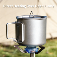 Ensemble de tasses pliantes en titane pur pour le camping en plein air, avec couvercle, empilables, ultra-légères, portables, en titane