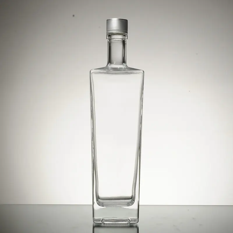 Custom design 750ml piazza bottiglia di vino di vetro per liquore alcol bere bottiglia di vetro