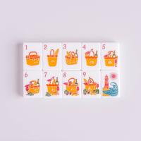 Jeu de tuiles de mahjong américain pour vacances d'été à la plage, en acrylique blanc, motif floral phare avec joker, idéal pour cadeau de fête ou de vacances