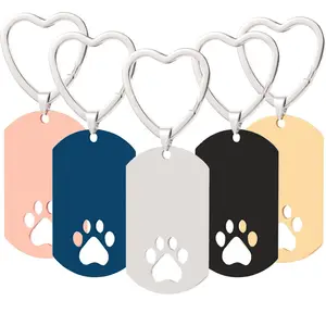 इंद्रधनुष रंगीन हड्डी पालतू कार्ड चाबी का गुच्छा प्यार दिल ज्यामितीय कुत्ते पंजा Keychains के लिए बैग कुंजी पालतू
