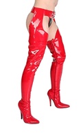 Bottes exotiques et longues pour femmes, bottines d'entrejambe avec ceinture de taille, grande taille, pour soirée en boîte de nuit