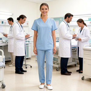 Divisa Ospedaliera XL di Alta Qualità con Logo Personalizzato Stampato, Economica, in Tessuto Intrecciato 100%, Vendita <span class=keywords><strong>Online</strong></span> - Product Image 3