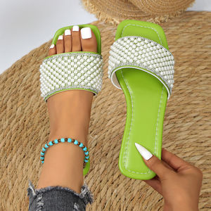 Zapatillas planas A5 para mujer, 7 colores, 2025, nuevo diseño, sandalias <span class=keywords><strong>con</strong></span> perlas, talla grande 35-43, directo <span class=keywords><strong>de</strong></span> fábrica, venta al por mayor, precio barato - Product Image 3