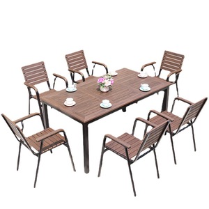 Ensemble de jardin en aluminium pour l'extérieur, table et chaises 6 places, résistant aux intempéries, design moderne pour patio, balcon, jardin - Product Image 1