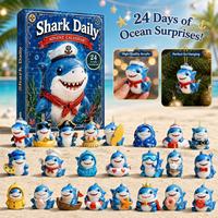 Calendrier de l'Avent Quotidien Requin : Boîte Mystère 24 Pièces – Adorables Ornements Suspendus en Acrylique Requin Dessin Animé – Cadeau Surprise pour les Amateurs d'Animaux Marins