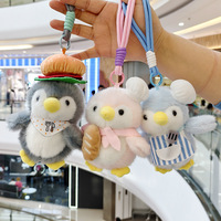 En gros, Adorables pendentifs et breloques de sac à dos en peluche pingouin cuit, style célébrité internet, Porte-clés en peluche exquis, Ornements créatifs