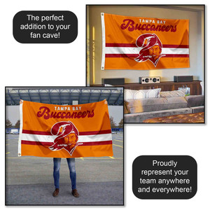 Bandera Retro Vintage Personalizada de los Tampa Bay Buccaneers, 3'x5', Bandera para Interiores/Exteriores, de una Sola Cara, Resistente al Agua y a la Decoloración, Precio Bajo - Product Image 2