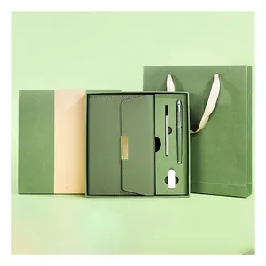 5pcs sets A5 Leather Notebook Planner Custom Logo Business Notebook And Pen Gift Set Wholesale for Promotional Gifts