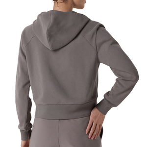 เสื้อมีฮู้ดคอซิปแบบสวมหัวแขนยาวคอวีพิมพ์ลายโลโก้ออกแบบได้ตามต้องการ - Product Image 3