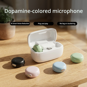 Système de microphones sans fil double 2,4 GHz avec <span class=keywords><strong>isolation</strong></span> de bruit IA, micro-cravate sans fil professionnel, étui de charge LED - Product Image 2