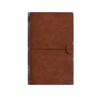 Cuaderno de Cuero Vintage Hecho a Mano A6 con Cubierta de Madera y Espiral Recargable, Diario de Viajero para Viajes