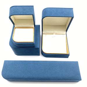 Boîtes à bijoux en microfibre Hotsale Classic Blue High End Class Luxury Jewelry Storage Classic Luxurious Couple Diamond Box - Product Image 2