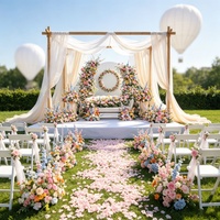 Arrangement floral artificiel créatif et coloré pour la décoration de mariage, arche florale en forme de corne de 2+2,2 m pour la décoration de fête d'anniversaire