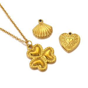 Acier inoxydable Fleur Amour Collier Bijoux Pendentif Coeur Forme Shell Charms - Product Image 3