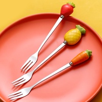 Ensemble de fourchettes et cuillères en acier inoxydable avec manche en céramique, petit ensemble de couverts pour fruits, desserts, café, thé, apéritifs, vaisselle de cuisine
