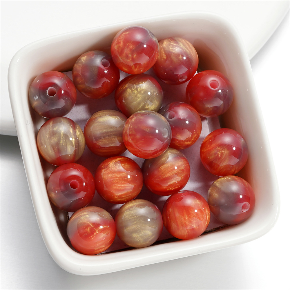 Perles nuage bicolores rouge et gris