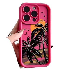 Thời trang mới hoàng hôn cây dừa giá bán buôn Tùy chỉnh hình ảnh logo TPU trường hợp điện thoại cho Iphone 17 không khí 16 15 14 13 12 Pro Max - Product Image 3