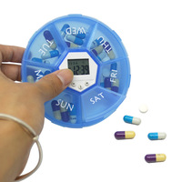 Distributeur de pilules en plastique hebdomadaire boîte de rappel de pilules organisateur minuterie étuis de stockage de pilules étuis à médicaments boîte compte à rebours intelligent