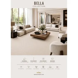 Alfombra de Polipropileno Petra Bella 10230 Color Crema, Pelo de 6-11 mm, Lavable a Máquina, Apta para Mascotas, Base de Fieltro, Recortable, para Sala de Estar - Product Image 3