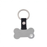 Gantungan Kunci Kulit Bentuk Tulang Anjing dari Baja Anti Karat dengan Cetak UV Warna-warni dan Ukiran Laser, Tahan Lama, untuk Grosir Fesyen