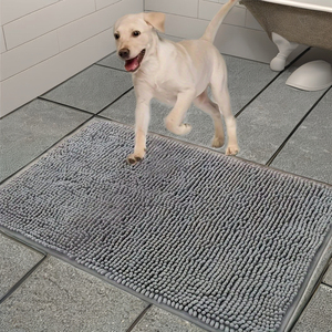 Alfombrillas de baño peludas con espalda de látex de estilo moderno, alfombras antideslizantes para absorción de agua del inodoro con el suelo, aplicación transpirable para perros hecha de fibra - Product Image 3