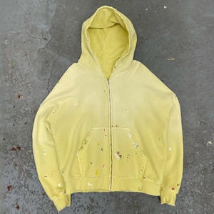 Sweat à capuche surdimensionné vintage délavé à l'acide - Coton lourd à fermeture éclair Streetwear - Product Image 2