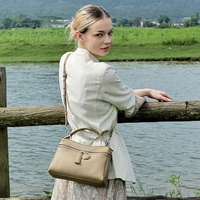 Sac fourre-tout de luxe en cuir véritable avec fermeture éclair, tendance transfrontalière, couleur unie, motif grainé, en polyester, pour femme
