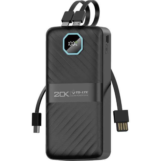 PD 22.5W High-Capacity Powerful 20000mAh Super Fast Charging Power Bank for Mobile Phone Charger with Cable
