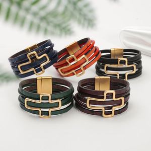 Multi-layer <b>Leather</b> <b>Bracelet</b> Verified Manufacturer Wholesalers Mirror Polished Finish Holiday Gift for Women Lustrous Metal - Product Image 2