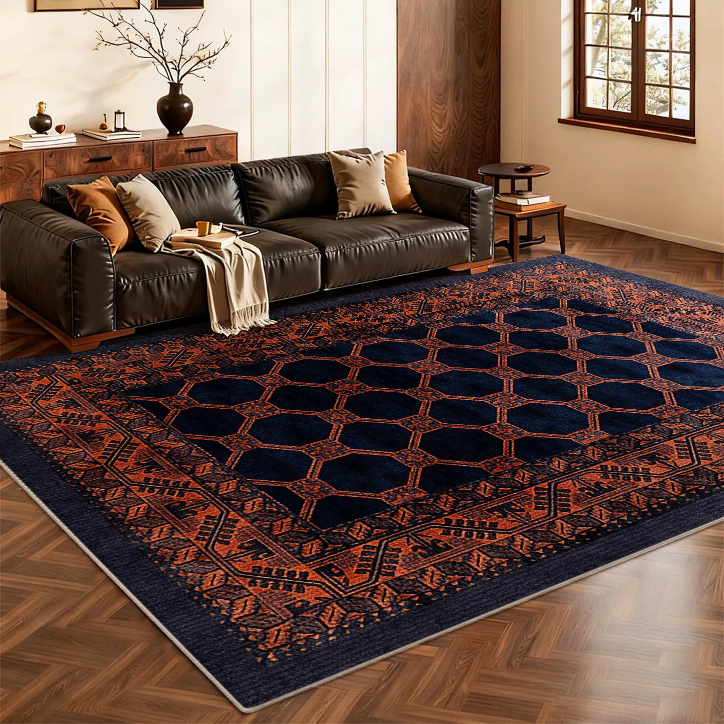 Brocart bleu foncé et or