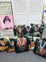 Sac à Main Tout-en-un Transfrontalier pour Femmes, Sac de Courses Portable Créatif avec Corde Épaisse Imprimée, Grande Capacité pour la Plage