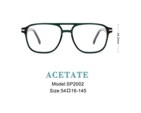 Gafas Ópticas SP2002 en Stock, Montura Aviador de Acetato Grueso con Decoración Metálica, Montura Completa para Hombre