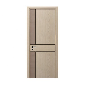 Porte d'entrée intérieure moderne en bois Conception graphique moulée en mélamine noire affleurante Panneau de toilette en peau graphique à balançoire plaqué <span class=keywords><strong>platine</strong></span> - Product Image 5