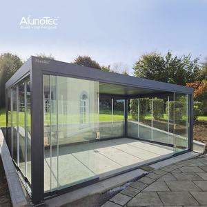 Moderne Aluminium-Pergola – Geräumiger Luxus-Gartenpavillon für den Außenbereich mit Glasschiebetüren - Product Image 2