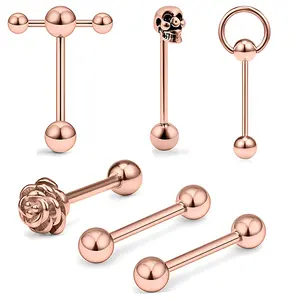 Bijoux <span class=keywords><strong>de</strong></span> <span class=keywords><strong>piercing</strong></span> corporel unisexe en acier inoxydable, barre <span class=keywords><strong>de</strong></span> <span class=keywords><strong>piercing</strong></span> pour la <span class=keywords><strong>langue</strong></span>, anneau <span class=keywords><strong>de</strong></span> <span class=keywords><strong>langue</strong></span> en forme <span class=keywords><strong>de</strong></span> crâne, clou <span class=keywords><strong>de</strong></span> <span class=keywords><strong>langue</strong></span> en forme <span class=keywords><strong>de</strong></span> rose - Product Image 1