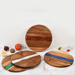 프로모션 가격 수제 원형 나무 에폭시 수지 도마 절단 과일 수지 도마 - Product Image 5