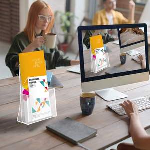 Trifold 4 "מחזיק ברושור אקרילי 50% המגזינים תצוגת מתלה ספרות מתלה חוברות ארון פלסטיק - Product Image 4